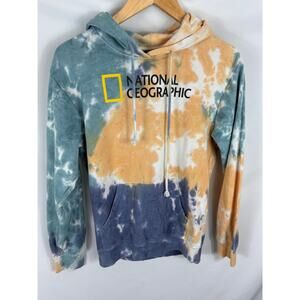 National Geographic Mens Tie Dye Graphic Hoodie Size Small